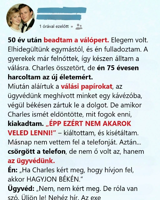 50 év után kértem a válást – aztán az ügyvédünk telefonja mindent megváltoztatott